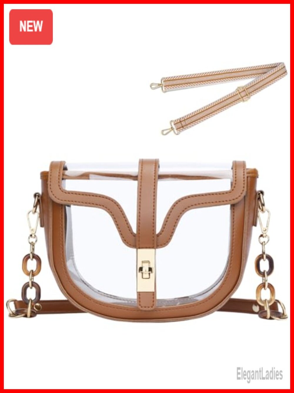 Clear Crossbody Purse Stadium Approved PVC Vegan Leather